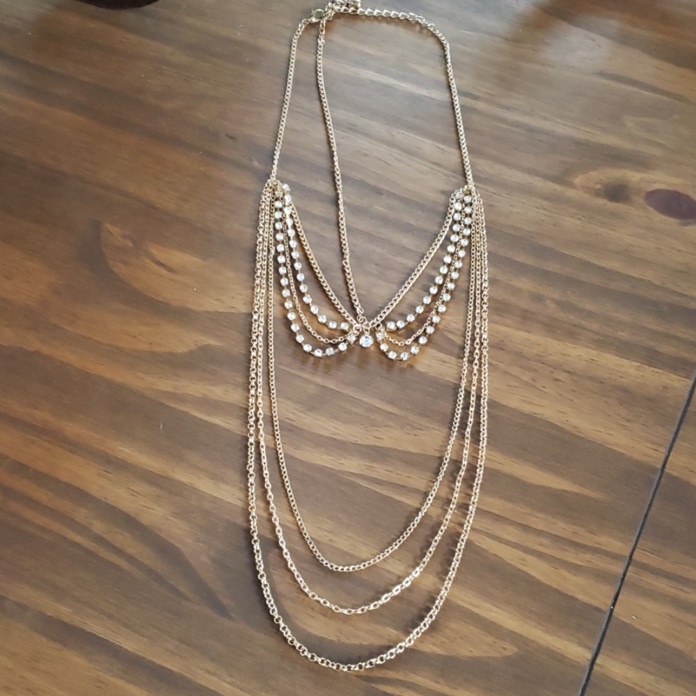 Bohemian Head Chain Jewelry Gold Rhinestone Necklace Festival